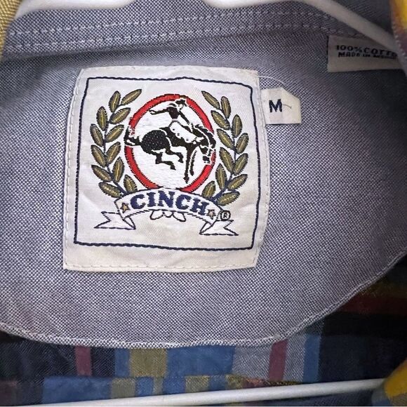 Cinch Long Sleeve Button Down Shirt Mens M  Plaid Pocket Western Cowboy Rodeo - Picture 8 of 8